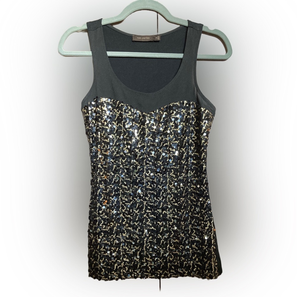 Black and gold sequin blouse